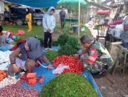 Kunjungi Pekan Mingguan, Babinsa Pastikan Harga Sembako stabil