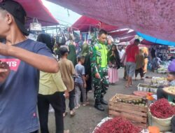Terjun Langsung Ke Pasar Tradisional, Babinsa Cek Harga Sembako