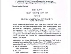 Penyesuaian Jam Kerja ASN Aceh Tamiang Selama Ramadhan 1447 H