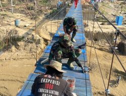 Jembatan Gantung Desa Lubuk Sidup menuju Desa Aras Sembilan Progres Pengerjaan Suda Mencapai 50,05%